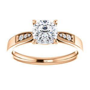 Cubic Zirconia Engagement Ring- The Ruth (Customizable 7-stone Cushion Cut Style with Vintage Filigree)