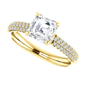 Cubic Zirconia Engagement Ring- The Roxy Edith (Customizable Asscher Cut Center with Stackable Triple Pavé Band)