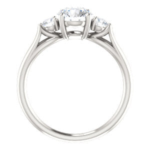 Cubic Zirconia Engagement Ring- The Mahlia (Customizable 3-stone Design with Round Cut Center, Round Accents and Split Band)