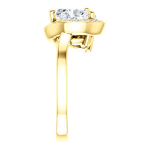 Cubic Zirconia Engagement Ring- The Lupita (Customizable Enhanced 2-stone Asymmetrical Heart Cut Design with Semi-Halo)