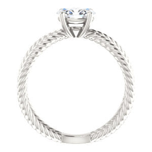 Cubic Zirconia Engagement Ring- The Zaylee (Customizable Oval Cut Solitaire with Wide Rope-Braiding "X" Split Band)