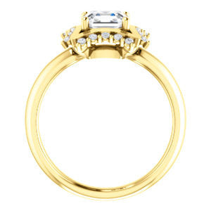Cubic Zirconia Engagement Ring- The Jolene (Customizable Asscher Cut with Floral-inspired Clustered Accent Under-halo)