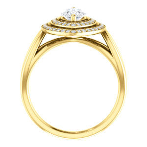 Cubic Zirconia Engagement Ring- The Magda Lesli (Customizable Double-Halo Style Marquise Cut with Curving Split Band)