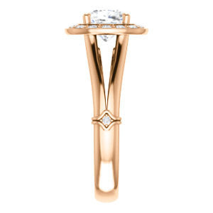 Cubic Zirconia Engagement Ring- The Madison Taylor (Customizable Cushion Cut Halo Design with Split Band and Dual Round Side-Knuckle Accents)