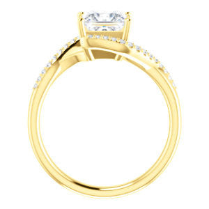 Cubic Zirconia Engagement Ring- The Nikita (Customizable Princess Cut Bypass Split-Band Style with Micropavé Band Accents)