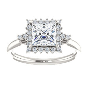 Cubic Zirconia Engagement Ring- The Amy Kiara (Customizable Princess Cut)