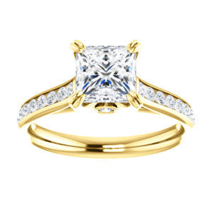 Cubic Zirconia Engagement Ring- The Tabitha (Customizable Princess Center with Round Channel)