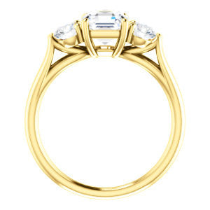 Cubic Zirconia Engagement Ring- The Estefi (Customizable Cathedral-set Asscher Cut 3-stone Design with Round Accents & Split Band)