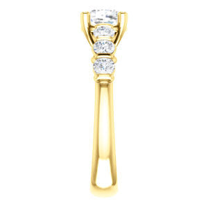 Cubic Zirconia Engagement Ring- The Adamari (Customizable 7-stone Cushion Cut Style with Round Bar-set Accents)