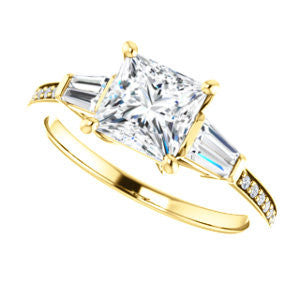Cubic Zirconia Engagement Ring- The Bhakti (Customizable Enhanced 5-stone Princess Cut Design with Thin Pavé Band)