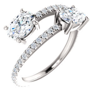 Cubic Zirconia Engagement Ring- The Anniston (Customizable 2-stone Oval Cut Design Enhanced by Artisan Split-Pavé Band)