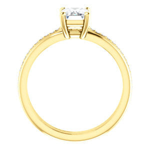 Cubic Zirconia Engagement Ring- The Rikki (Customizable Radiant Cut Design with Double-Grooved Pavé Band)