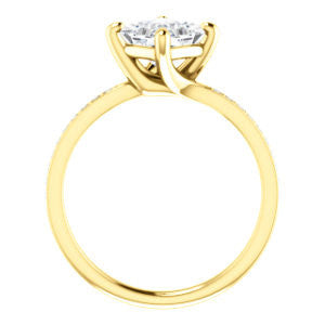 Cubic Zirconia Engagement Ring- The Valeria (Customizable Kite-setting Princess Cut Center featuring Thin Pavé Band)