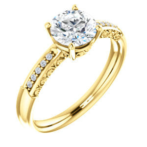 Cubic Zirconia Engagement Ring- The Shantya (Customizable 11-stone Round Cut Design with Round Accents & Delicate Filigree)