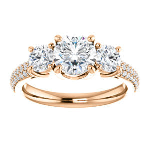 CZ Wedding Set, featuring The Zuleyma engagement ring (Customizable Enhanced 3-stone Round Cut Design with Triple Pavé Band)