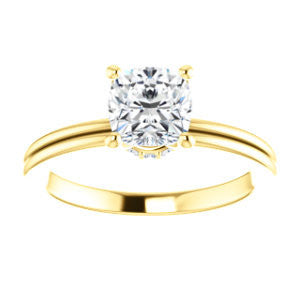 Cubic Zirconia Engagement Ring- The Leslie (Customizable Cushion Cut Setting with Under-Halo Trellis)