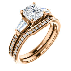 Cubic Zirconia Engagement Ring- The Bhakti (Customizable Enhanced 5-stone Cushion Cut Design with Thin Pavé Band)