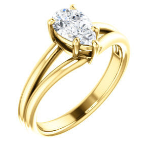 CZ Wedding Set, featuring The Marnie engagement ring (Customizable Pear Cut Solitaire with Grooved Band)