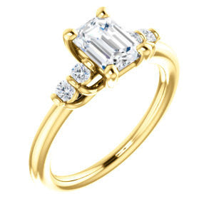 Cubic Zirconia Engagement Ring- The Karima (Customizable Emerald Cut 5-stone style with Quad Bar-set Round Accents)