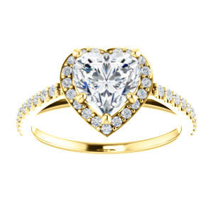 Cubic Zirconia Engagement Ring- The Monique (Customizable Heart Cut Cathedral-Halo with Thin Pave-Band)
