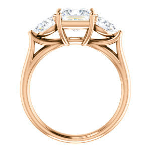 Cubic Zirconia Engagement Ring- The Ila (Customizable 3-stone Design with Princess Cut Center, Pear Accents and Split Band)