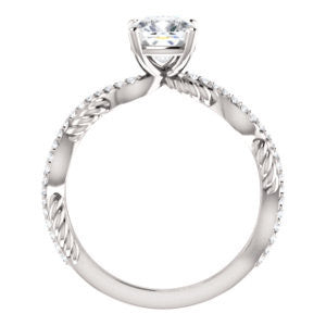 Cubic Zirconia Engagement Ring- The Janneth (Customizable Cushion Cut Design with Twisting Rope-Pavé Split Band)