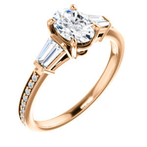 Cubic Zirconia Engagement Ring- The Bhakti (Customizable Enhanced 5-stone Oval Cut Design with Thin Pavé Band)