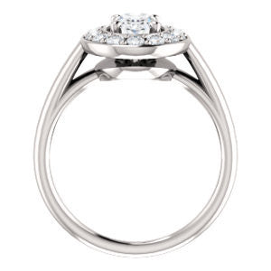Cubic Zirconia Engagement Ring- The Esperanza (Customizable Cathedral-set Oval Cut Style with Large Cluster Halo Accents and Tapered Band)