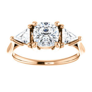 Cubic Zirconia Engagement Ring- The Prisma (Classic Three-Stone Triangle Accent and Cushion Cut center)