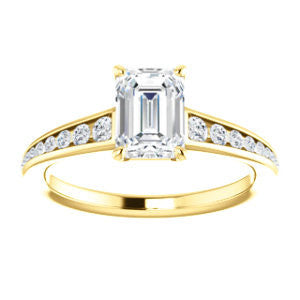 Cubic Zirconia Engagement Ring- The Noa (Customizable Radiant Cut Center featuring Tapered Band with Round Channel Accents)