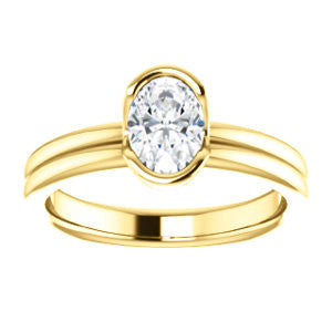 Cubic Zirconia Engagement Ring- The Monse (Customizable Bezel-set Oval Cut Solitaire with Grooved Band & Euro Shank)