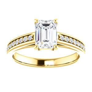 Cubic Zirconia Engagement Ring- The Samantha (Customizable Emerald and Cathedral Channel/Prong Band)