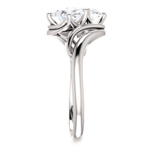 Cubic Zirconia Engagement Ring- The Yuli (Customizable 2-stone Oval Cut Design with Artisan Bypass Split Band)