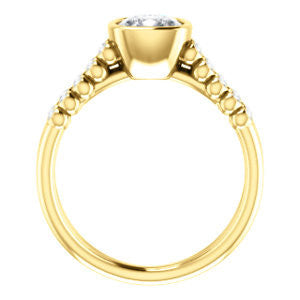 Cubic Zirconia Engagement Ring- The Rafaella (Customizable Bezel-set Cushion Cut Design with Round Bezel Accented Split Band)