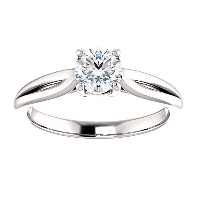 Cubic Zirconia Engagement Ring- The Viola (Customizable Round Cut Solitaire with Curving Tapered Split Band)
