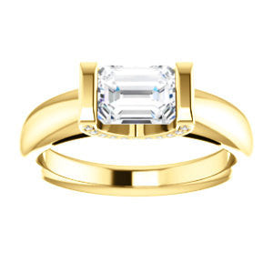 Cubic Zirconia Engagement Ring- The Tory (Customizable Cathedral-style Bar-set Radiant Cut Ring with Prong Accents)