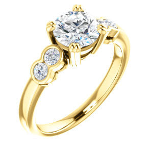 Cubic Zirconia Engagement Ring- The Yucsin (Customizable Round Cut Five-stone Design with Round Bezel Accents)