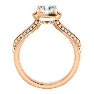 CZ Wedding Set, featuring The Reina engagement ring (Customizable Ridged-Bevel Surrounded Cushion Cut with 3-sided Split-Pavé Band)
