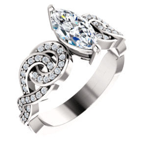 Cubic Zirconia Engagement Ring- The Myra (Customizable Marquise Cut Split-Band Knots)