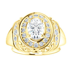 Cubic Zirconia Engagement Ring- The Mariah (Oval Center Halo-Style Lattice with Accented Step-Setting)