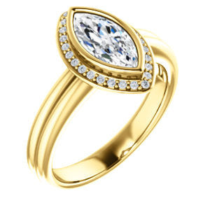 Cubic Zirconia Engagement Ring- The Sloan (Bezel Style Halo and Customizable Marquise Cut Center Stone)