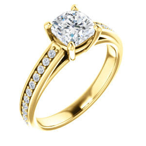 Cubic Zirconia Engagement Ring- The Samantha (Customizable Cushion and Cathedral Channel/Prong Band)