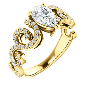 CZ Wedding Set, featuring The Carla engagement ring (Customizable Pear Cut Split-Band Curves)