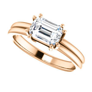 CZ Wedding Set, featuring The Marnie engagement ring (Customizable Radiant Cut Solitaire with Grooved Band)