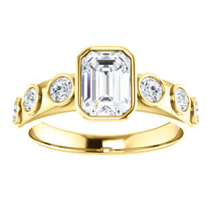 Cubic Zirconia Engagement Ring- The Mabel (Customizable Radiant Cut 7-stone Design with Journey-style Round Bezel Band Accents)