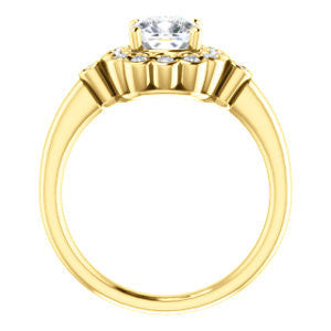 Cubic Zirconia Engagement Ring- The Raleigh (Customizable Cushion Cut Design with Clustered Halo and Round Bezel Accents)
