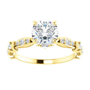Cubic Zirconia Engagement Ring- The Willow (Customizable Round Cut Artisan Design with 3 Kinds of Round Cut Accents)