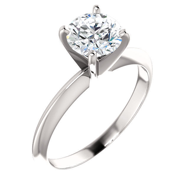 Cubic Zirconia Engagement Ring- The Anita (4-prong Round Cut Solitaire with Heavy Band)