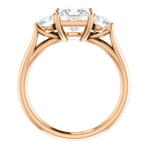 Cubic Zirconia Engagement Ring- The Estefi (Customizable Cathedral-set Princess Cut 3-stone Design with Round Accents & Split Band)