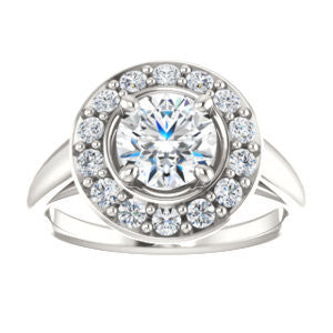 Cubic Zirconia Engagement Ring- The Esperanza (Customizable Cathedral-set Round Cut Style with Large Cluster Halo Accents and Tapered Band)